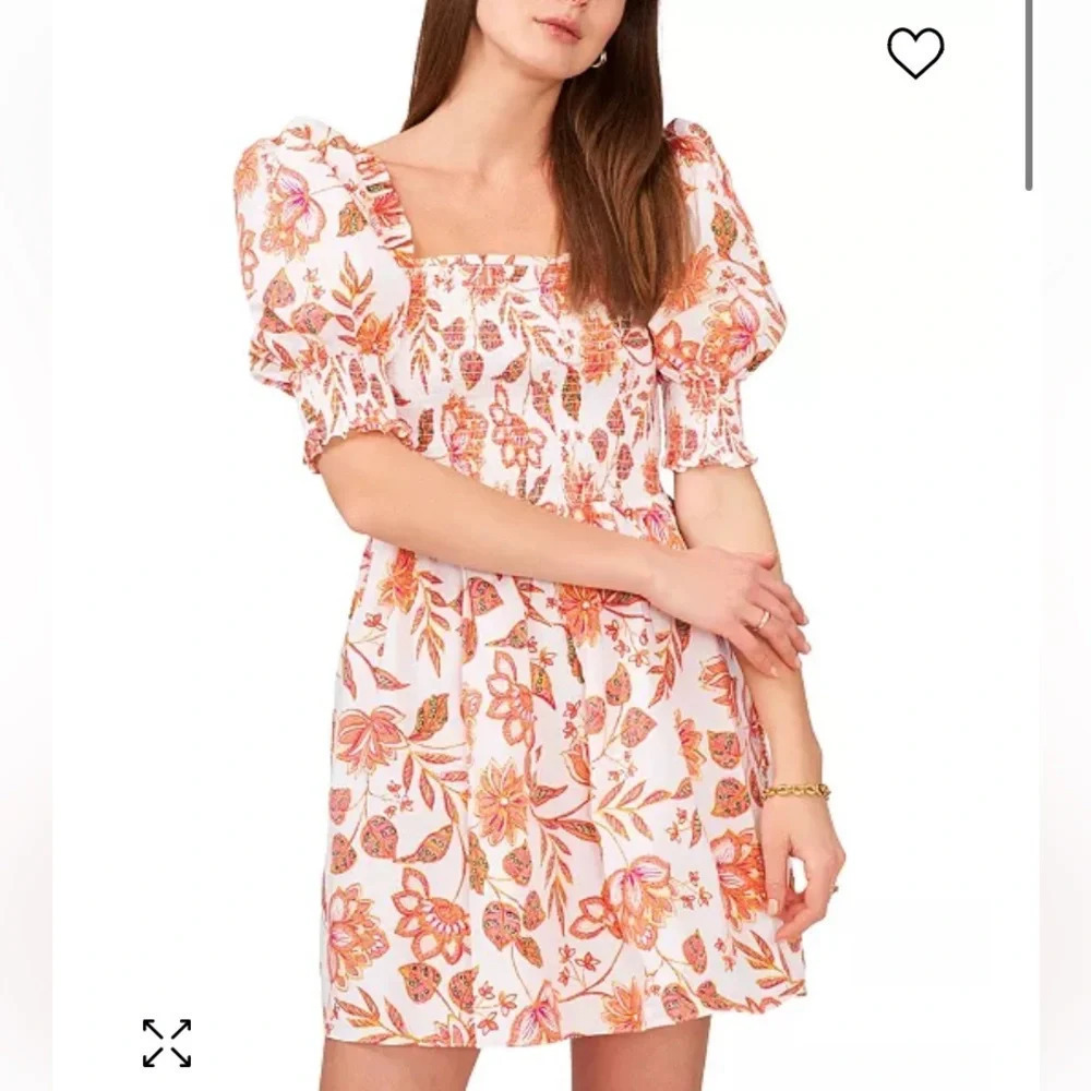 1. State Smocked Bodice Puff Sleeve Mini Dress 22489